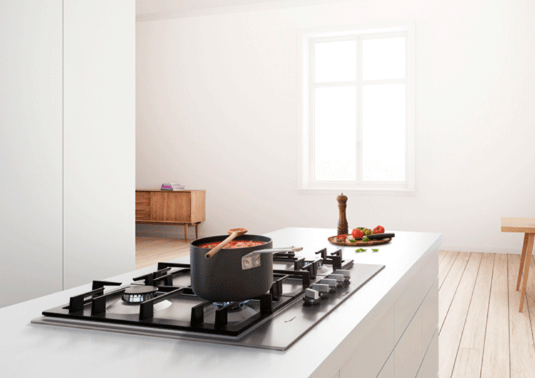 cocina con placas de gas