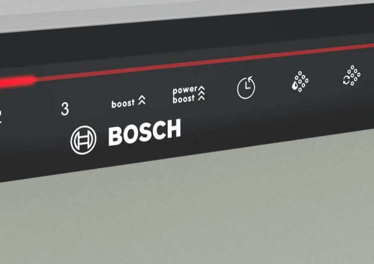 Display de funciones de una campana extractora Bosch.