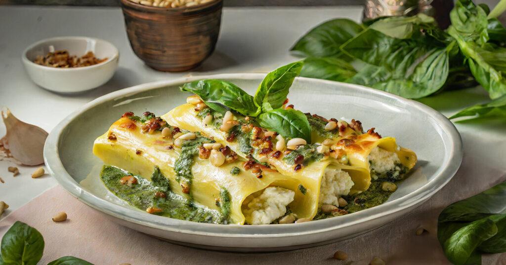 Plato de canelones de Espinacas y Ricota