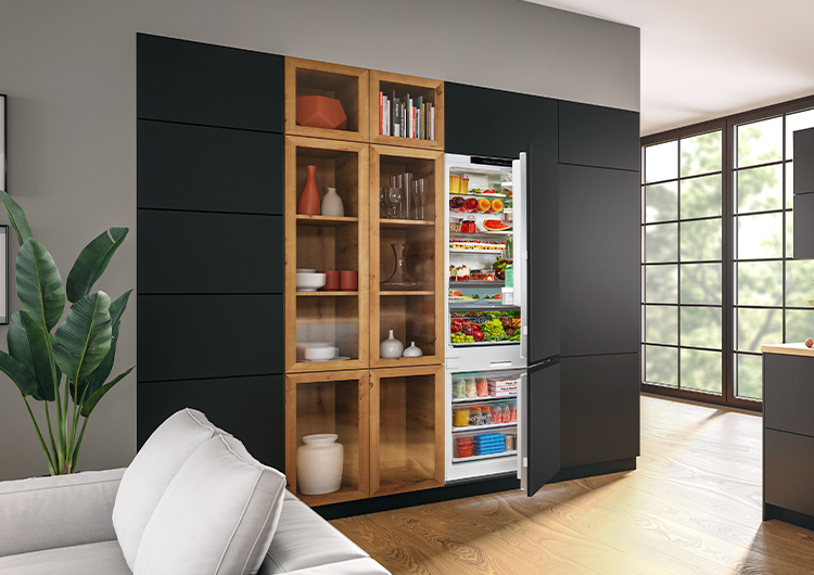 cocina con frigorífico integrable